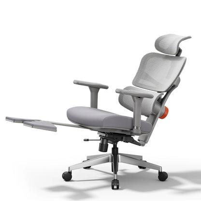 Ergonomische Bureaustoel – Gamingstoel - Bureaustoel Met Lendensteun – Kantoorstoel – Werkstoel – Mesh Rugleuning – 4D Verstelbare Armleuningen – Kantelbare Rugleuning - Lichtgrijs