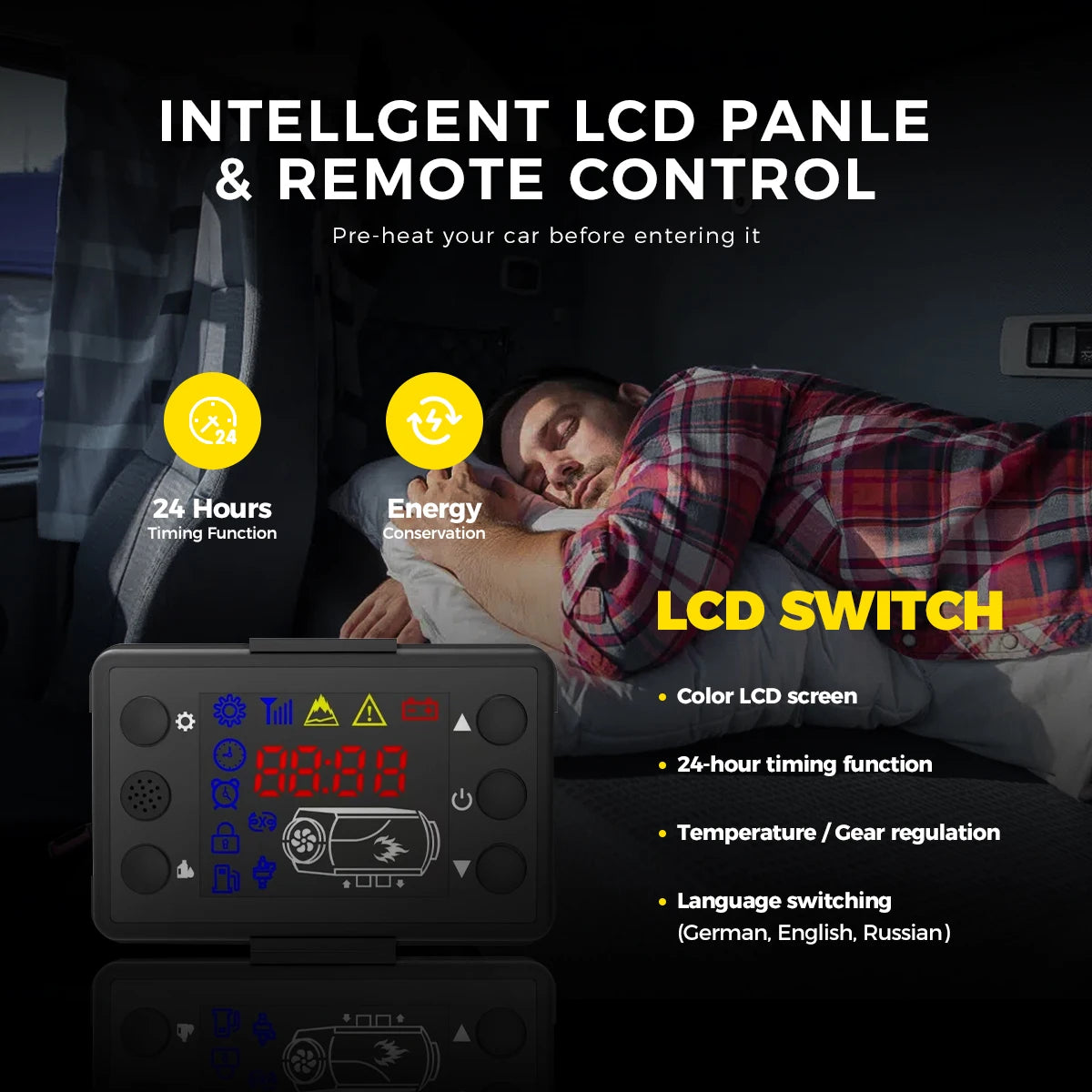 Diesel Luchtverwarmer – Diesel Kachel – Parkeerverwarming – Voertuigverwarmer – 8 kW Warmtecapaciteit – LCD Display & Draadloze Afstandsbediening – 12V/24V/220V Variante - QUORE