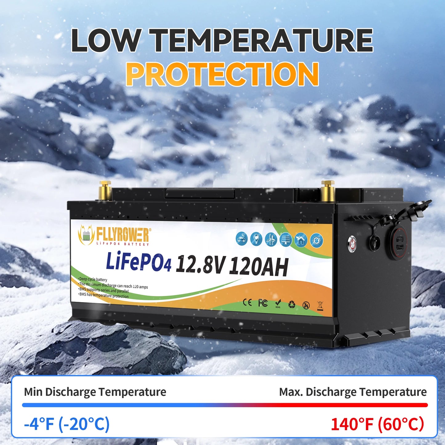12V 120Ah LiFePO4 Accu – Lithium Batterij – Zonne-accu – Camper Accu – Off-grid Batterij – Hoge Capaciteit – Langdurige Levensduur