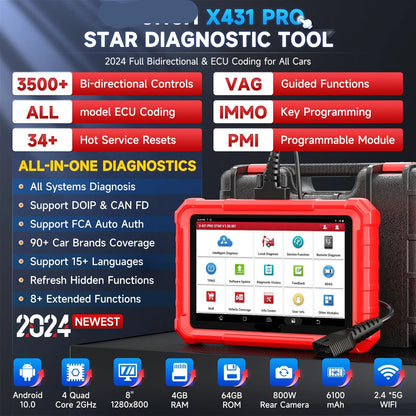 Professionele Auto Diagnose – OBD2 Scanner – Diagnosetool – Foutcode Uitlezer – Systeemtester – 8” Touchscreen – ECU-Codering