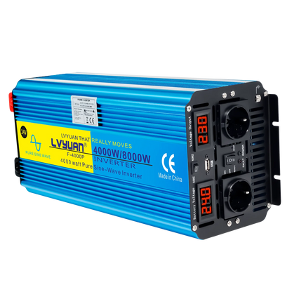 8kW Power Inverter – Stroomomvormer – Spanningsomvormer – Inverter Caravan – Zuivere Sinusgolf Omvormer 12V LCD 2EU – Hoog Continu Vermogen 4000W – Aluminium Behuizing