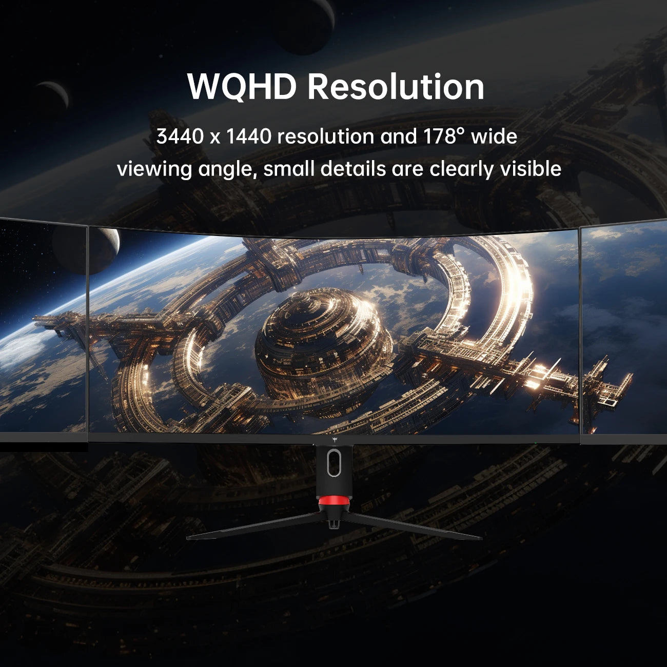 Ultrascherpe Monitor – Ultrawide Scherm – Curved Display – Gaming Monitor – PC Monitor – 34 Inch – 165Hz Verversingssnelheid – WQHD 3440x1440 Resolutie - QUORE