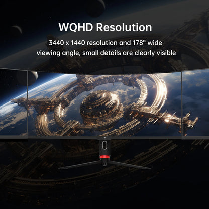 Ultrascherpe Monitor – Ultrawide Scherm – Curved Display – Gaming Monitor – PC Monitor – 34 Inch – 165Hz Verversingssnelheid – WQHD 3440x1440 Resolutie - QUORE