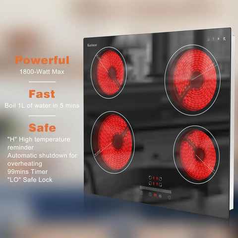 Inductie kookplaat - Induction Hob - Induction Cook Top - Inductie Fornuis - Elektrische Brander - 4 Zone - 60cm - Schuif- en aanraakbediening - 6000W - Veiligheidsslot - Zonder stekker - Zwart