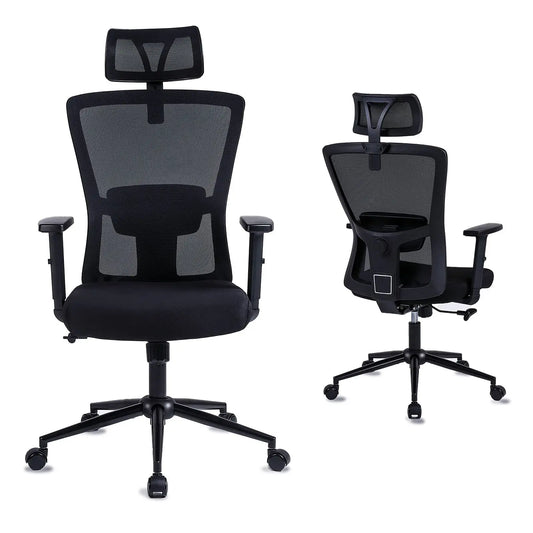Bureaustoel – Ergonomische Stoel – Office Chair – Draaistoel – Bureau Stoel – Verstelbare Hoofdsteun – Verstelbare Armleuningen – Ademend Mesh – Hoogte Verstelbaar