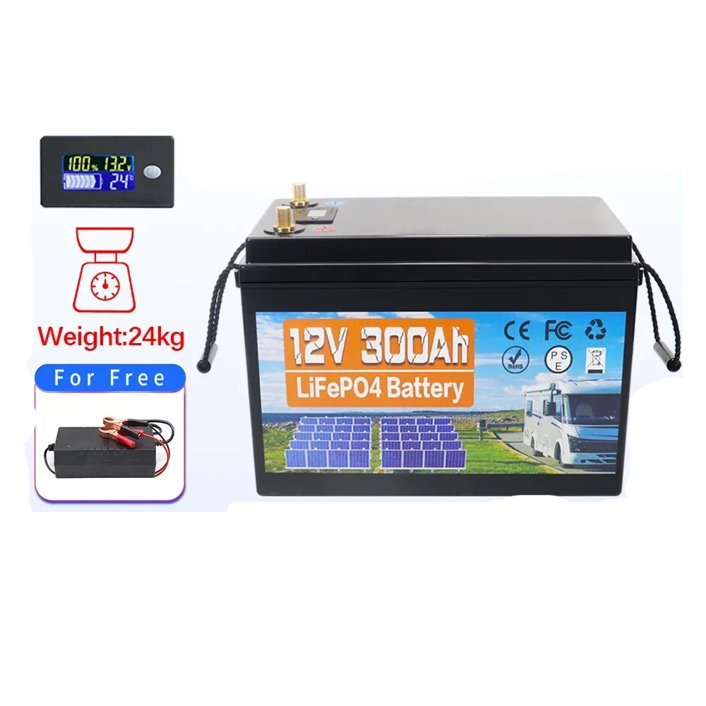 Batterij - Solar batterijen - Zonne opslag - Lithium IJzer Fosfaat Batterij - Opslag - 12V - 100AH - LiFePO4 Batterij met Ingebouwde BMS voor RV, Campers, Golfkarren en Zonne-opslag