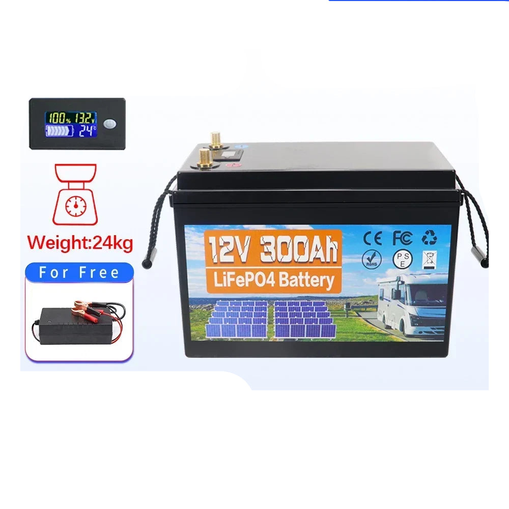 Batterij - Solar batterijen - Zonne opslag - Lithium IJzer Fosfaat Batterij - Opslag - 12V - 150AH - LiFePO4 Batterij met Ingebouwde BMS voor RV, Campers, Golfkarren en Zonne-opslag