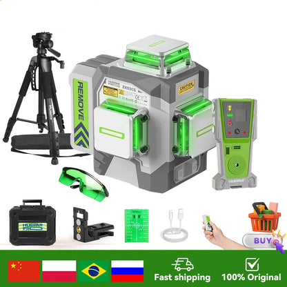 Laserniveau – Laserwaterpas – Kruislijnlaser – 3D Laser Level – Zelfnivellerend – 12 Lijnen – 8000mAh Li-ion Accu – IP54 Water- en Stofbestendig