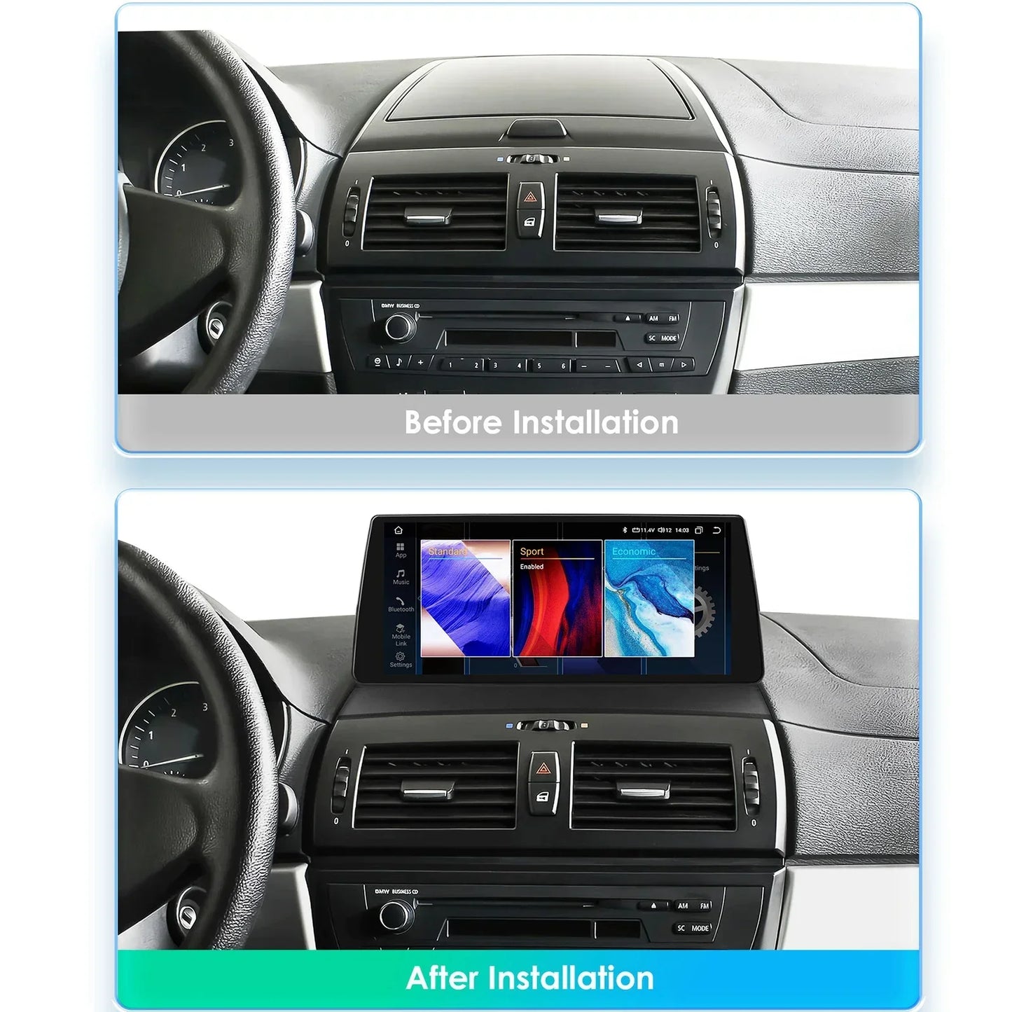 Multimediasysteem BMW X3 E83 – Autoradio – Navigatiesysteem – Inbouwradio – 2-Din Touchscreen – 10.33" QLED – Draadloos CarPlay & Android Auto – 8-Core 8GB RAM 128GB opslag