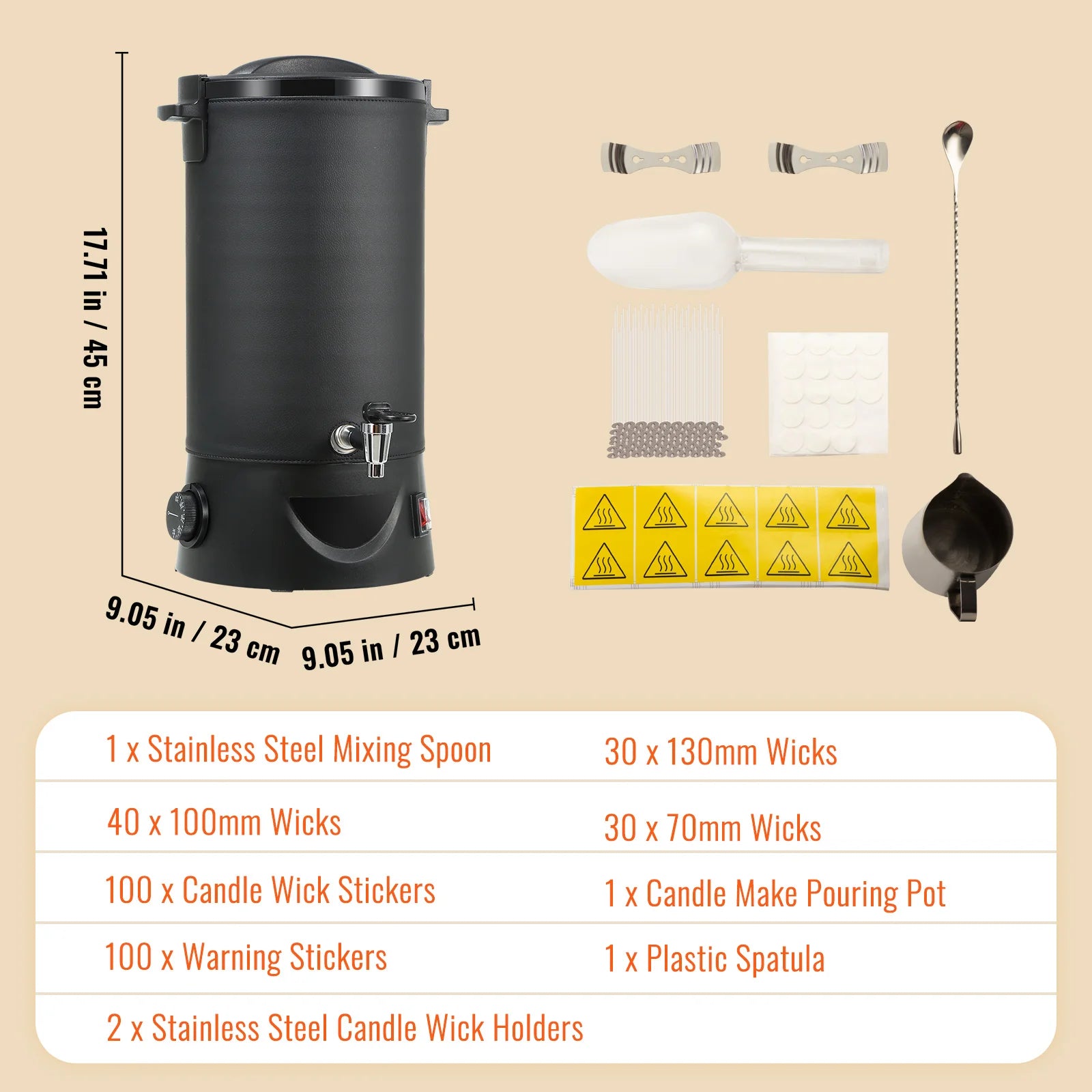 Grote Elektrische Wassmelter - Wassmeltpot - Wax Melter - Kaarsen Smeltpot - 1100W - RVS - 9-standen Bediening - 10L - Zwart - QUORE