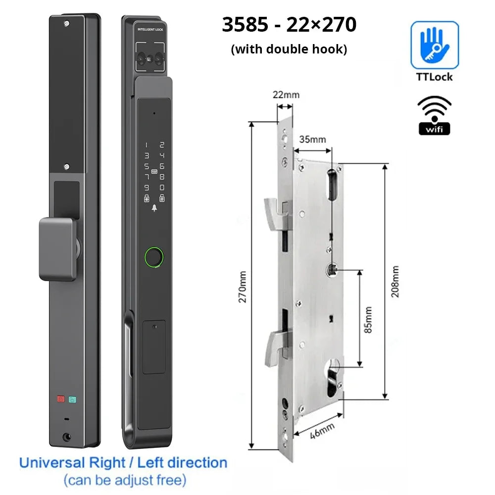 Slimme Deurslot – Elektronisch Slot – Biometrisch Slot – Access Slot – Smart Lock – 11 Ingangsmethoden – Weerbestendig Aluminium IP66 - 3585 - Glijden - 22x270 - QUORE