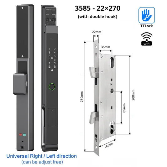 Slimme Deurslot – Elektronisch Slot – Biometrisch Slot – Access Slot – Smart Lock – 11 Ingangsmethoden – Weerbestendig Aluminium IP66 - 3585 - Glijden - 22x270 - QUORE
