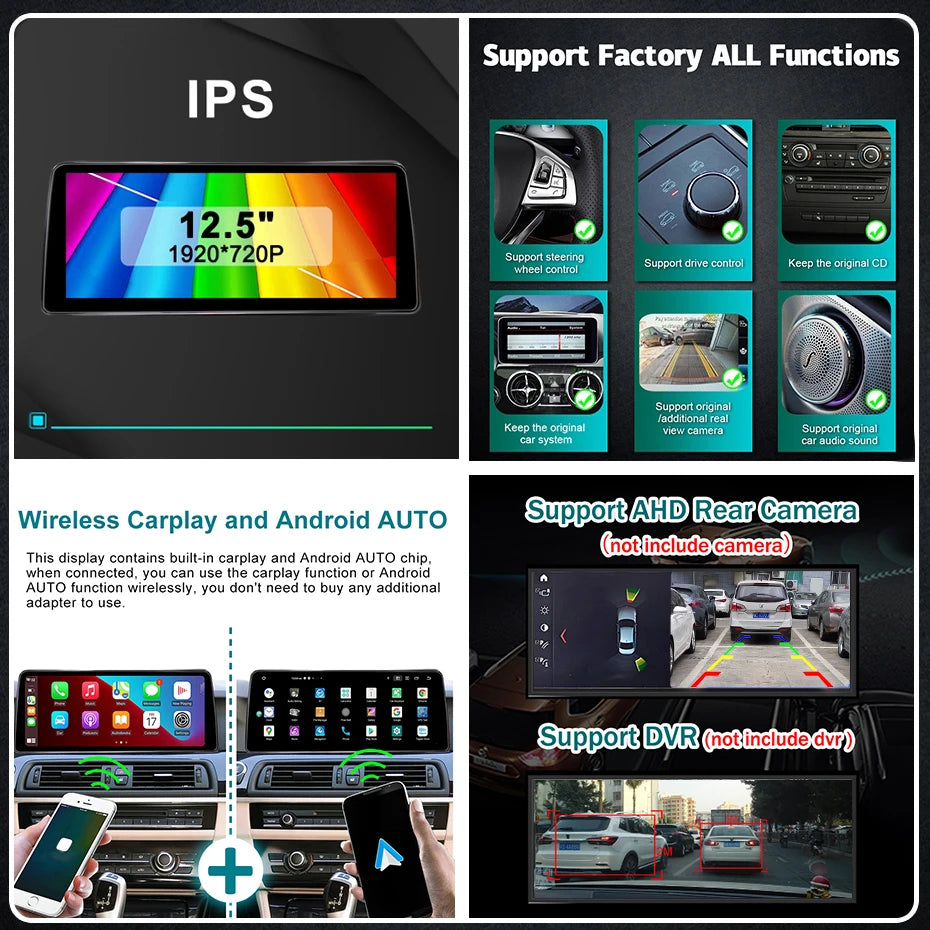 Draadloze CarPlay Android 14 Autoradio – Multimedia Systeem – Touchscreen Navigatie – BMW 3- & 5-Serie E60-E93 – Plug & Play – Groot 10,25/12,3 Inch Display