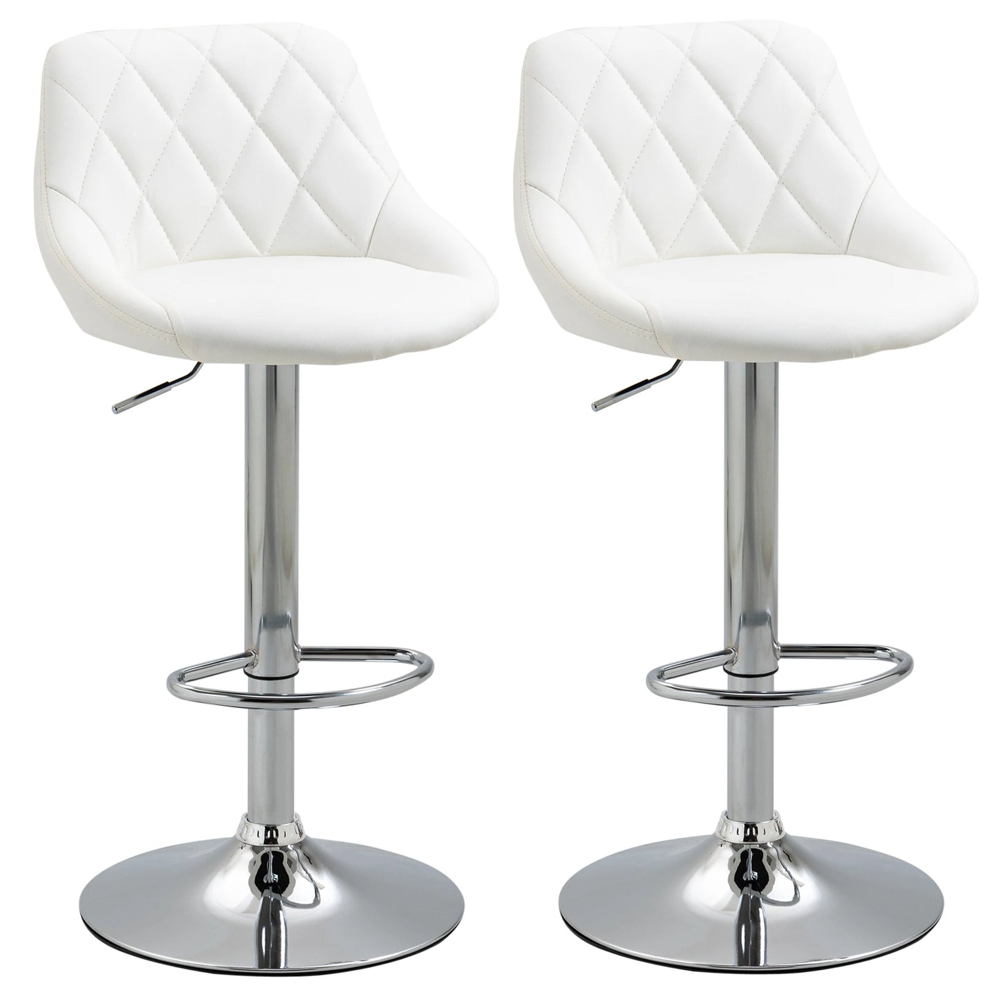 Barkrukken – Barkruk – Kruk – Hoge Stoel – Barstoel – Verstelbare Hoogte 60-81 cm – PU Leer Wit - QUORE
