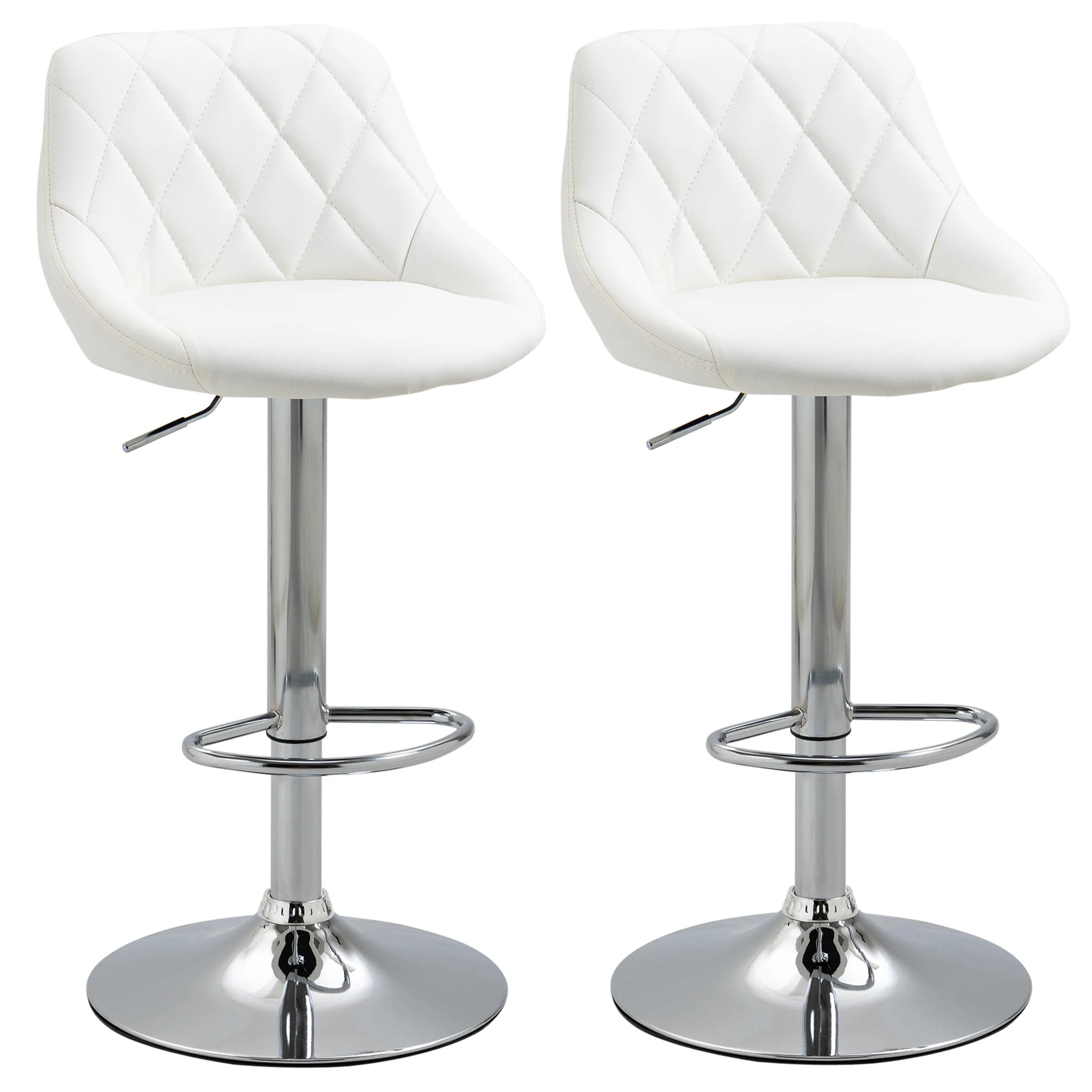 Barkrukken – Barkruk – Kruk – Hoge Stoel – Barstoel – Verstelbare Hoogte 60-81 cm – PU Leer Wit - QUORE