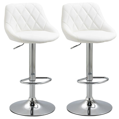 Barkrukken – Barkruk – Kruk – Hoge Stoel – Barstoel – Verstelbare Hoogte 60-81 cm – PU Leer Wit - QUORE