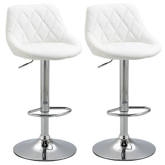 Barkrukken – Barkruk – Kruk – Hoge Stoel – Barstoel – Verstelbare Hoogte 60-81 cm – PU Leer Wit - QUORE