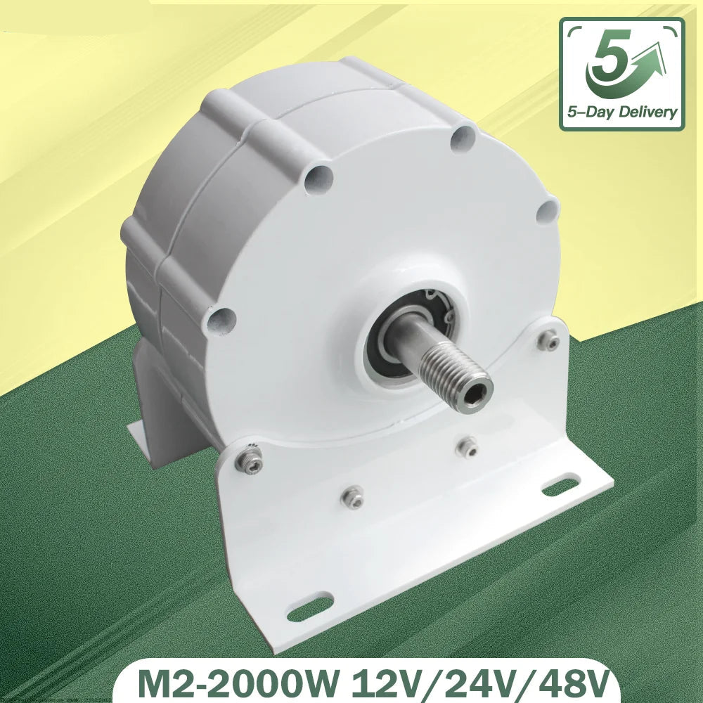 Wind- En Waterkrachtgenerator – Duurzame Generator – Off-Grid Stroomopwekker – Energieopwekker – Aluminium Behuizing – Hoog Rendement - 24V (met Basis) – 2000W 300RPM - QUORE