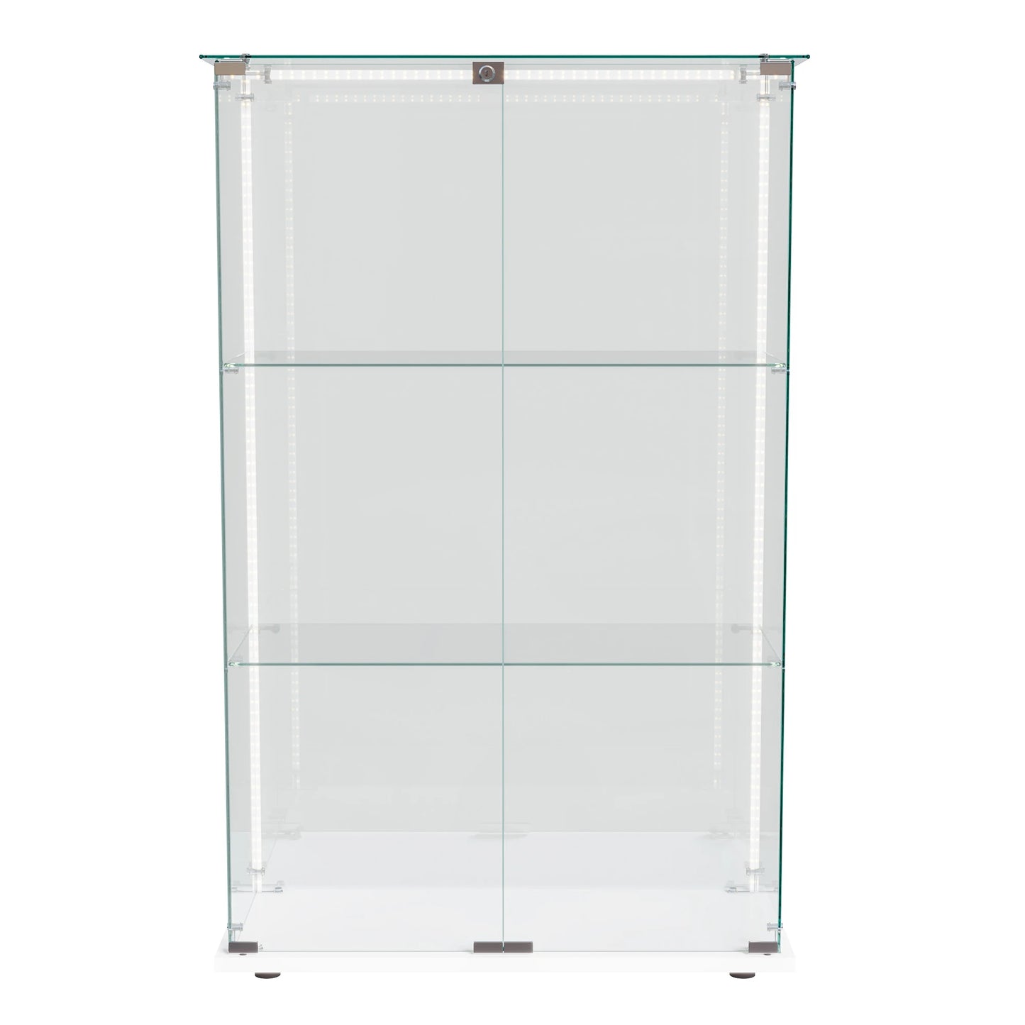 Comanlai 3-shelf Glass Display Cabinet,Display Case with Multi-color LED Lights and Lockable Door,78.5x35x123cm