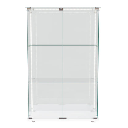 Comanlai 3-shelf Glass Display Cabinet,Display Case with Multi-color LED Lights and Lockable Door,78.5x35x123cm