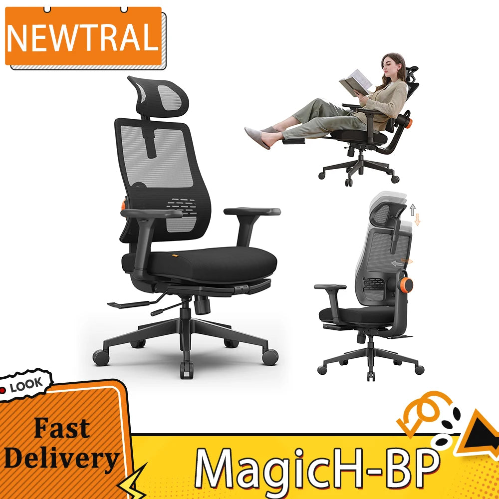 NEWTRAL MagicH-BP Ergonomic Chair with Footrest Auto-Following Backrest Adaptive Lower Back Support Adjustable Armrest Headrest