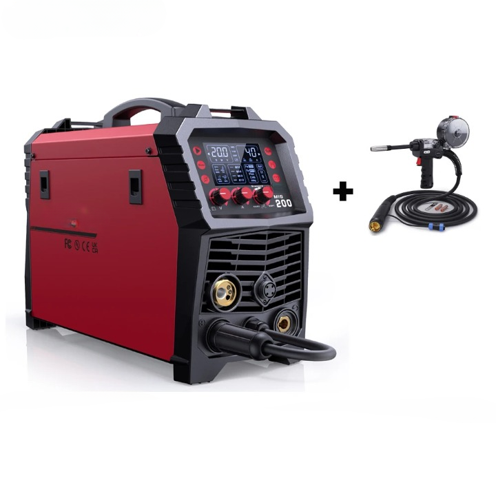 6-In-1 MIG-Lasmachine – MIG-Lasser – TIG-Lasser – MMA-Lasser – Spotlasser – 220V – Synergische Digitale Besturing - Met 10ft Spoeltoorts