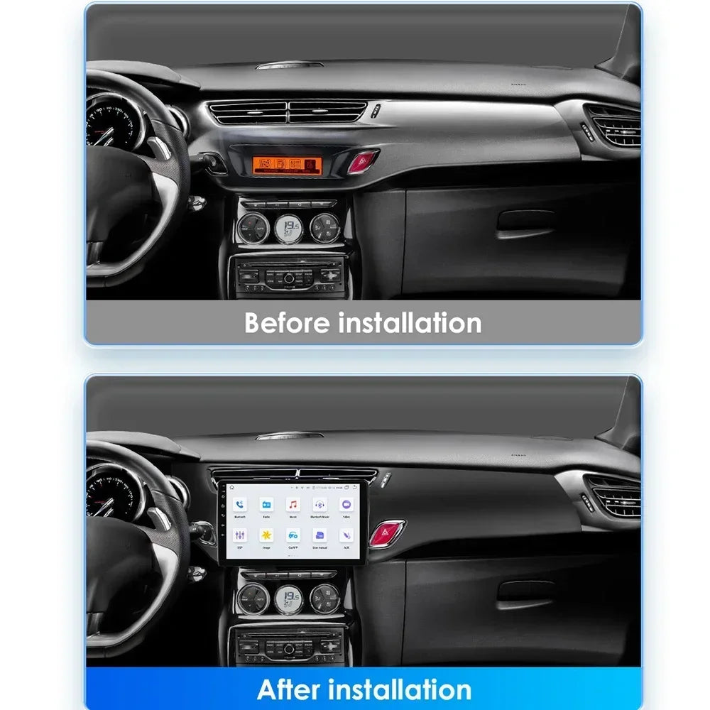 Auto Multimedia Speler - Voor Citroen C3 DS3 2010-2016 - 8GB128GB - 8 Core - Carplay Scherm - Navigatiesysteem Auto - Multimedia Autoradio - Zwart