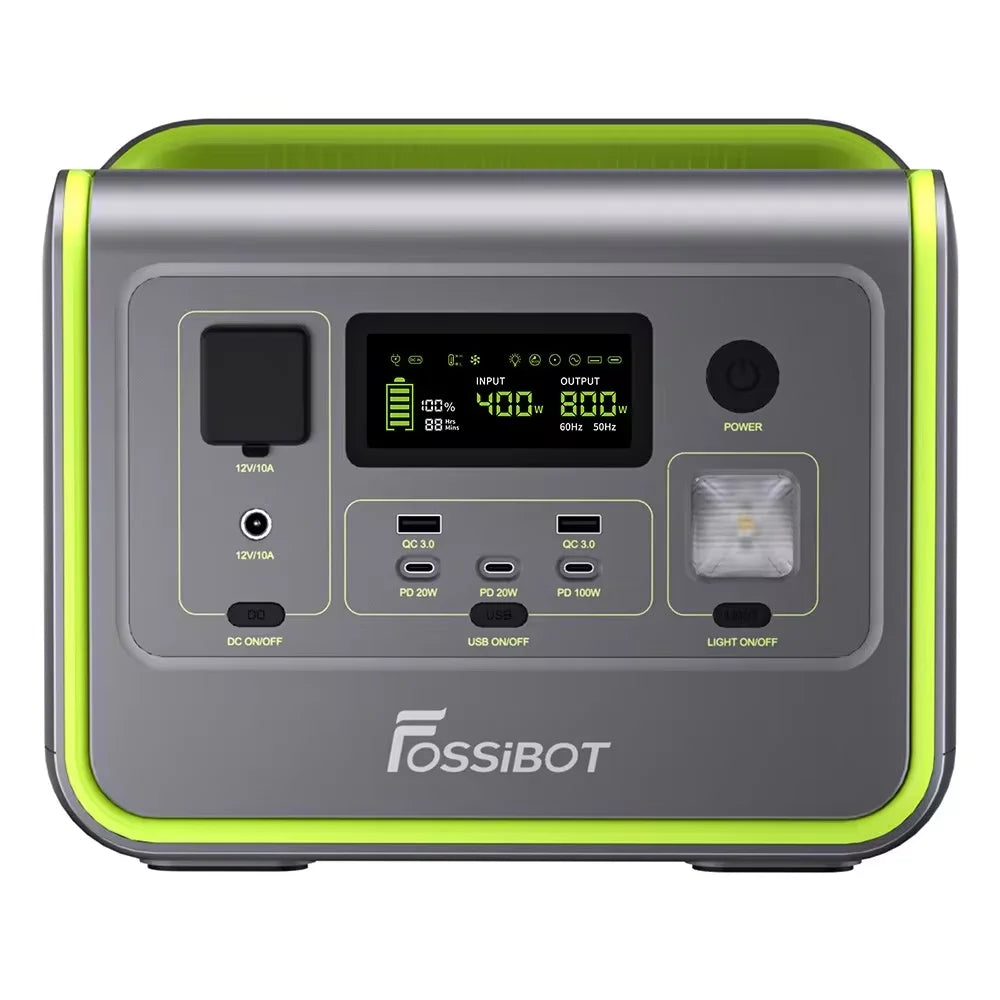 Portable Power Station - 512Wh/LFP Battery Solar Generator - 800W AC Output - 200W Max Solar Power Input - 8 Outlets - LED Lighting - Vegetable