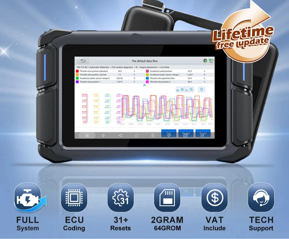 Auto Diagnosetool – OBD Scanner – Foutcode Lezer – Vehicle Tester – 7 Inch Touchscreen – Key Programming – 34+ Onderhoudsdiensten