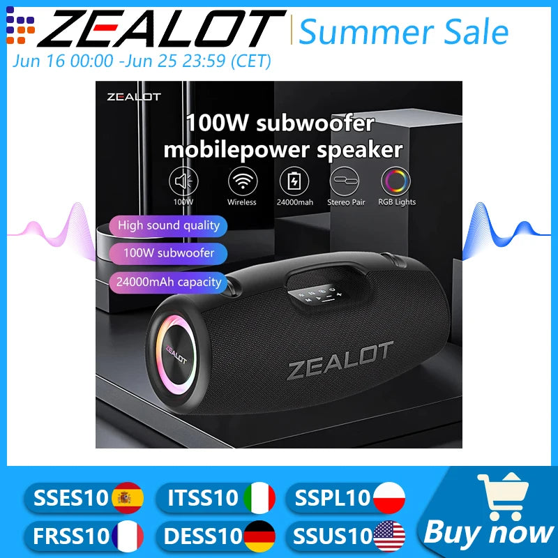 Draadloze Speaker – Bluetooth Speaker – Draagbare Speaker – Waterbestendige Speaker – 100W Output – 24.000 mAh Batterij - QUORE
