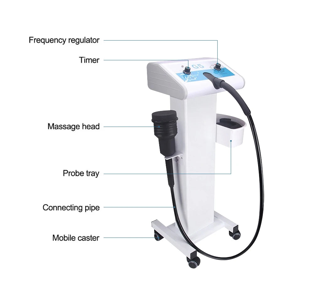 G5 Trillingsmassager – Electrische Massager – Vetverbrandingsapparaat – Cellulite Behandelaar – Spierontspanner – Vijf Massagekoppen – Stevig ABS Materiaal – Groot Formaat