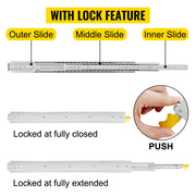 Lineaire geleiderails - 3-voudige geleiderail - Heavy Duty ladegeleiders - Breedte 3in - Lengte 60in - Zilver