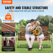 VEVOR Outdoor Porch Swing 5ft  Wooden Patio Bench Swing Garden Heavy Duty Swing Chair with Hanging Chains Upgraded 880lbs Load
