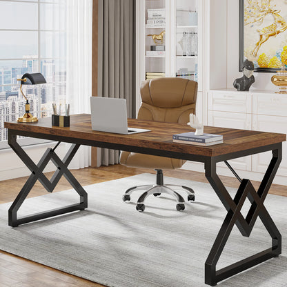 Bureau – Bureau Ruim – Werktafel – Schrijftafel – Stevig Hout – 160 Cm Lengte – Vintage Design - QUORE
