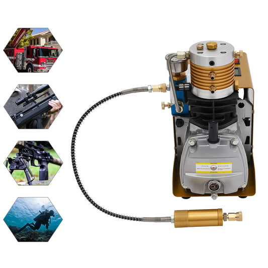 Hoogdruk PCP Compressor – Luchtcompressor – Bandenpomp – Duikcompressor – PCP Luchtbuks – 300 Bar – 26,4 Liter/Minuut