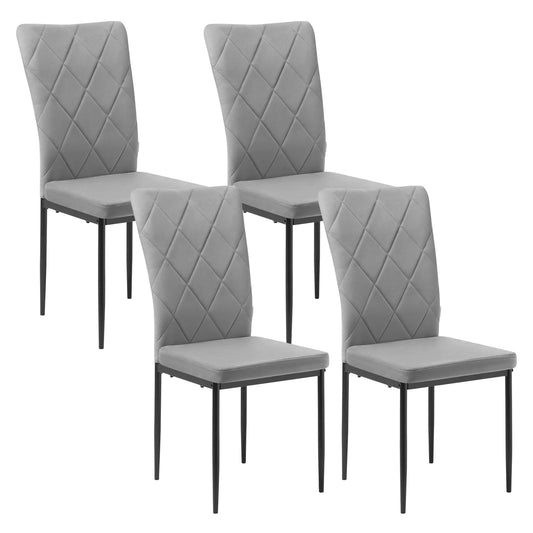 Stoel - Eetkamerstoelen - Set van 4 Fluweel Eetkamerstoelen - Ergonomisch - Metalen Poten - Hoge Rugleuning - Comfortabel & Stabiel – Voor Keuken - Eetkamer - 42x94.5x 59cm - Donkergrijs Fluweel