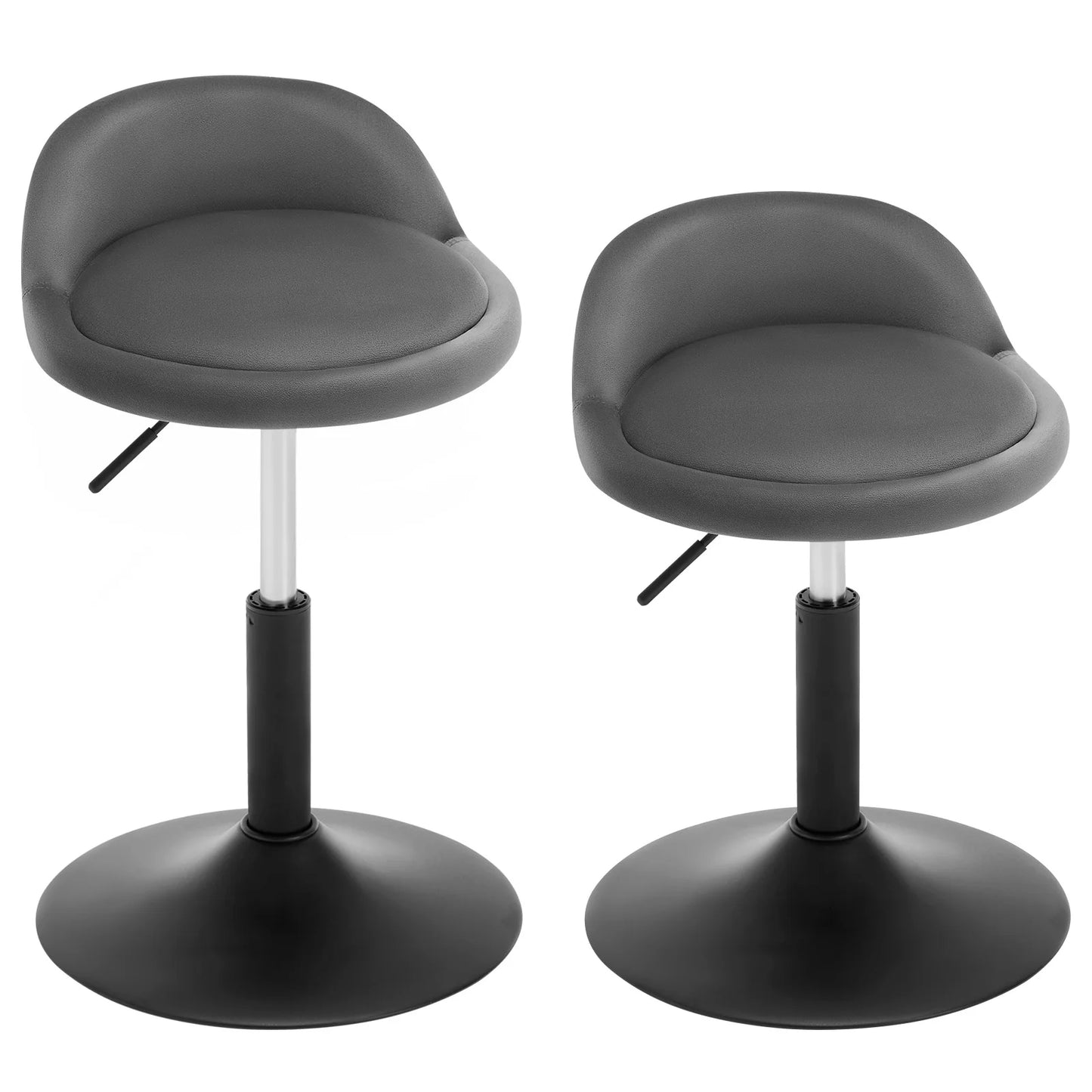 Velvet Barkrukken - Barstoel - Barkruk - Keukenstoel - Hoogte Verstelbaar & Draaibaar - Ergonomische - Comfortabele Stoelen voor Keuken, Woonkamer & Kantoor - Set van 2 - Donkergrijs