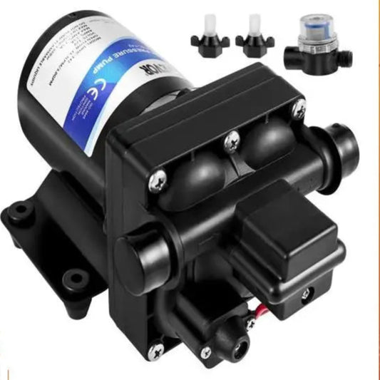 Waterpomp - Tuinpomp - Pomp - Zelfaanzuigende pomp - 12V - 3GPM - met Drukschakelaar en Afneembaar Filter voor Camper, Boot, Tuin of RV - Elektrische - QUORE