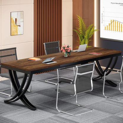 Vergadertafel – Vergadertafel Klein – Bureautafel – Overlegruimte – Kantoor – 6 Tot 8 Personen – Krasbestendig Werkblad - 200 x 70 x 75 cm - Bruin