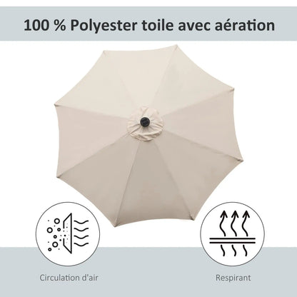 Tuinparasol – Zweefparasol - Achthoekige Terrasparasol – Zonne-energie Parasol – Buitenparasol – Polyester Doek – 24 LED Lampjes – Kantelbaar Design