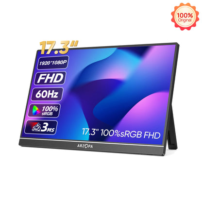 Draagbare Monitor – Portable Scherm – Extern Display – Laptop Monitor – 17,3 Inch Full HD – Aluminium Behuizing – IPS Scherm – Ingebouwde Speakers
