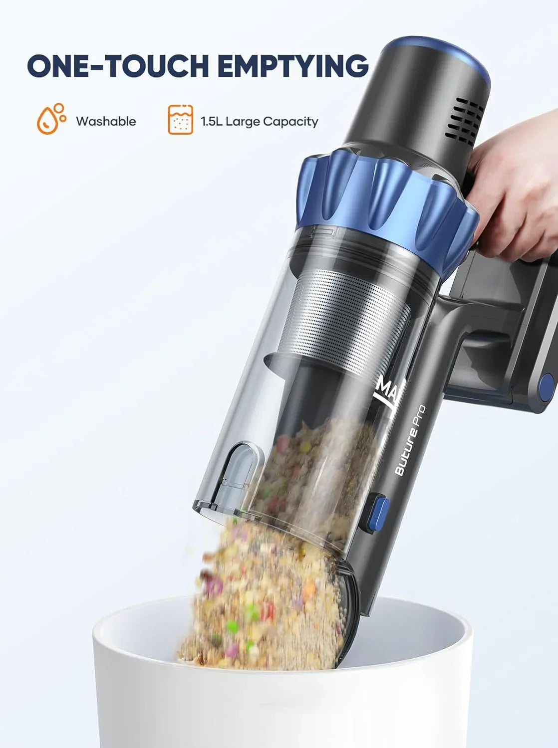 Steelstofzuiger - Vacuum Cleaner - Draadloze Stofzuiger- Kruimeldief Snoerloos - 500W - 48KPA Zuigkracht - Handstofzuiger - Tot 55 Min Oplaadtijd -  Anti-Winding Borstel en 1.5L Groot Stofreservoir - voor Tapijt, Vloer & Auto - QUORE