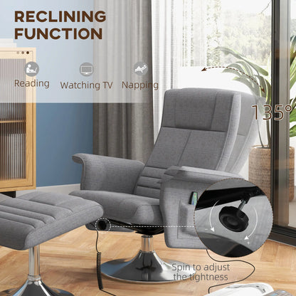 Elektrische Relaxfauteuil – Massagefauteuil – Relaxstoel – Draaifauteuil – Comfortstoel – 8 Vibratiemassagepunten – Verstelbare Rugleuning