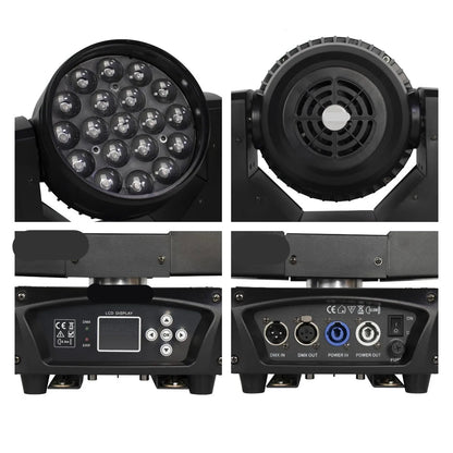 Discolamp - Party Lights - Disco licht - Party Laser  - Podiumverlichting - Mini LED & Laser Party Lamp - 19x15W Zoom & DMX-compatibel -  Discobal - Beam+Wash RGBW Moving Head Lich - 2 Stuks