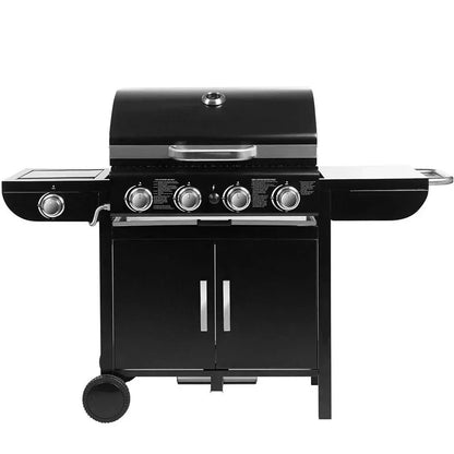 Gasbarbecue – Buitenkeuken Grill – Tuinbarbecue – 4-Pits BBQ – Zijbrander – RVS Branders – Ingebouwde Thermometer - QUORE