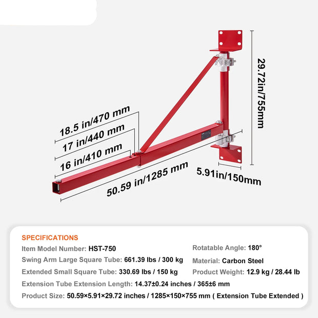 Steel lifting frame - Winch - Winches - Lifts - Hoist - 150 - 300 kg - with Pole 180° Swivel Scaffolding Hoist - for Workshop Garage