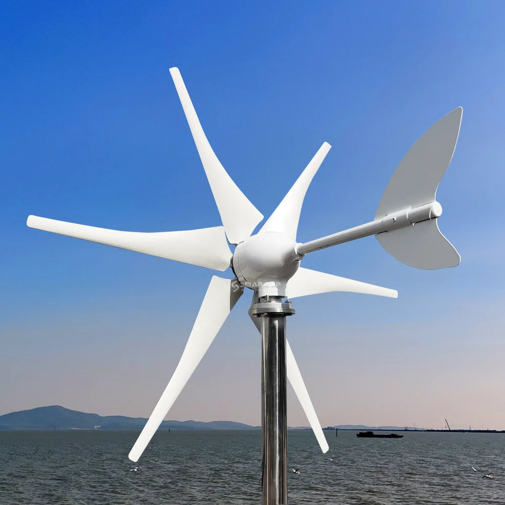 Windturbine - Windmolen - Windturbine Generator - Windenergie - 5000W - 48V - met LCD Hybird Control - 6 Messen - Stille en Efficiënte Energieoplossing - voor Thuisgebruik