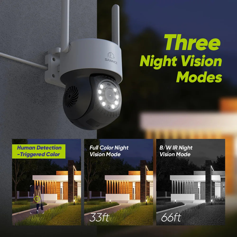 Beveiligingscamera – Camerabewaking – Bewakingscamera – Buitencamera – 4x 3MP PTZ Camera's – 2TB Opslag – IP66 Waterdicht – Kleurennachtzicht - QUORE