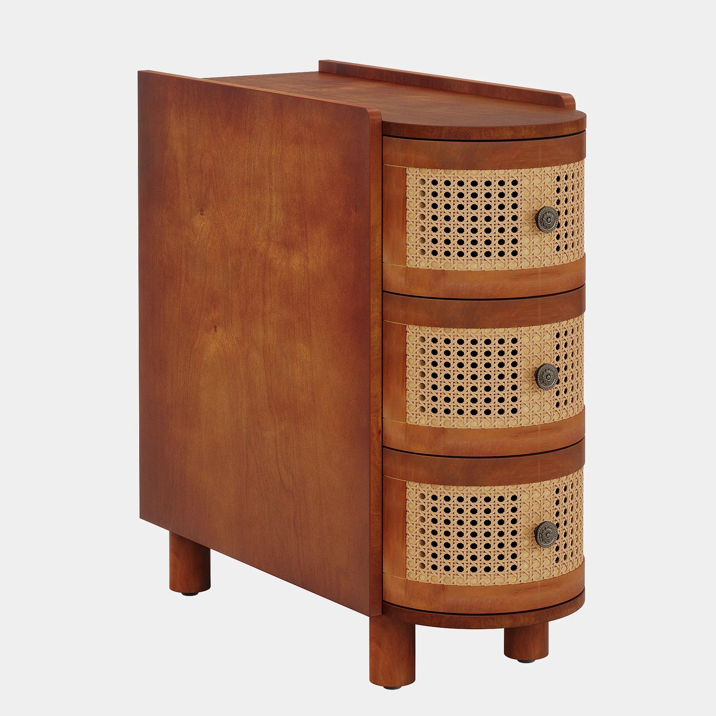 Bijzettafel – Opbergtafel – Nachtkastje – Salontafel – Houten Design – 2 Uittrekbare Laden – Wieltjes – Compact 60x27,5 cm