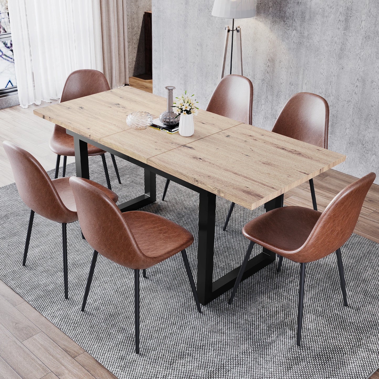 Verlengbare Eettafel – Uitklapbare Tafel – Diner Tafel – Industrieel Meubel – Eetkamertafel – 140-180 cm Verstelbaar – Robuust Houten Blad Met Zwart Metalen Frame